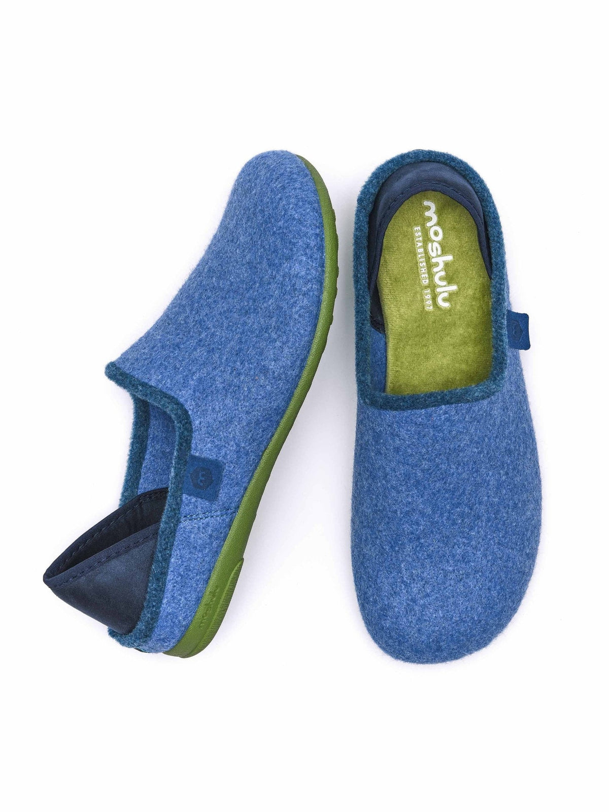 Blue men's full felt slippers - MATMI NAUTICAL BLUE