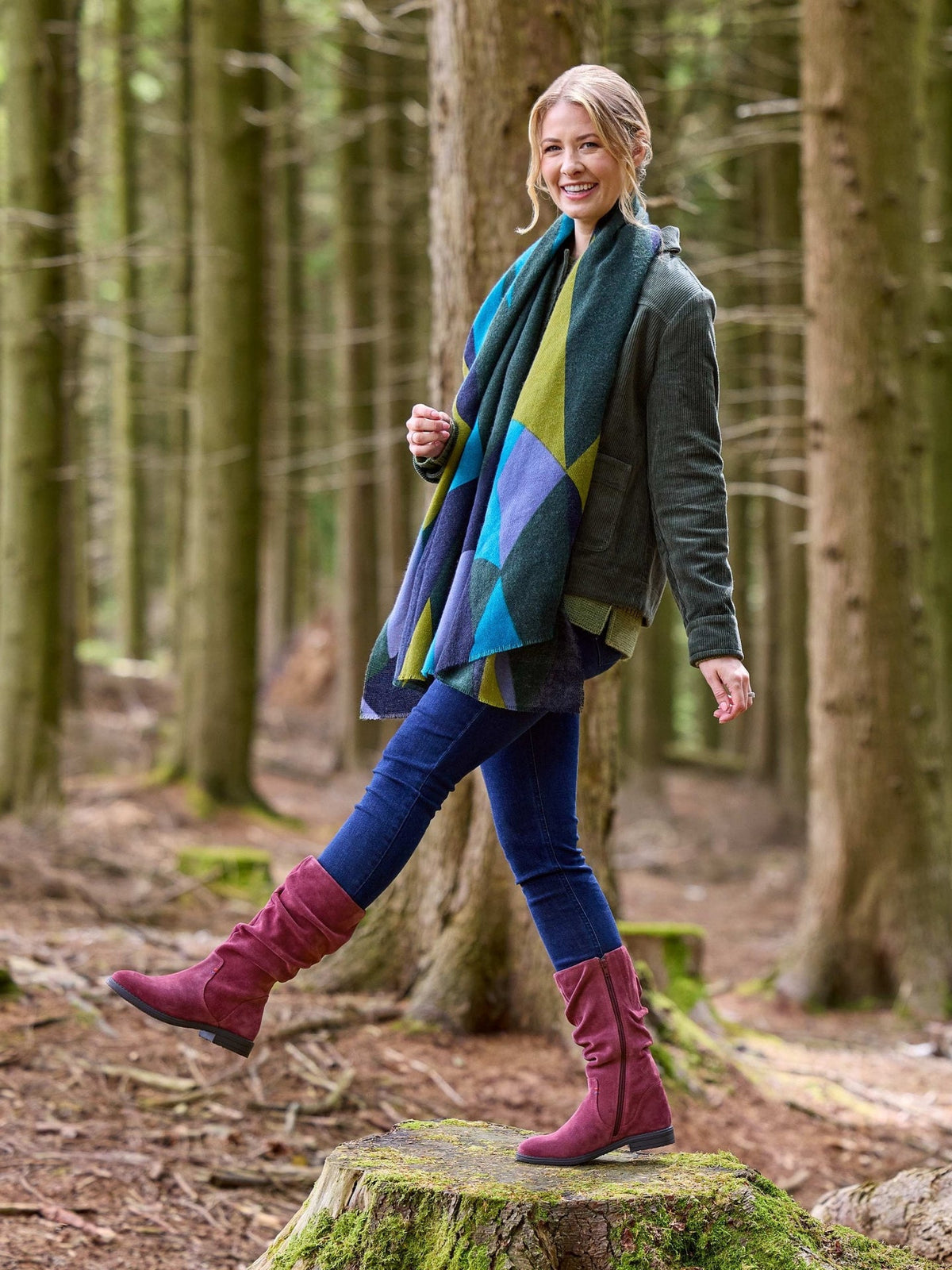 Purple ruched suede mid-length boots - GLACIER SUEDE 2 JEWEL PURPLE