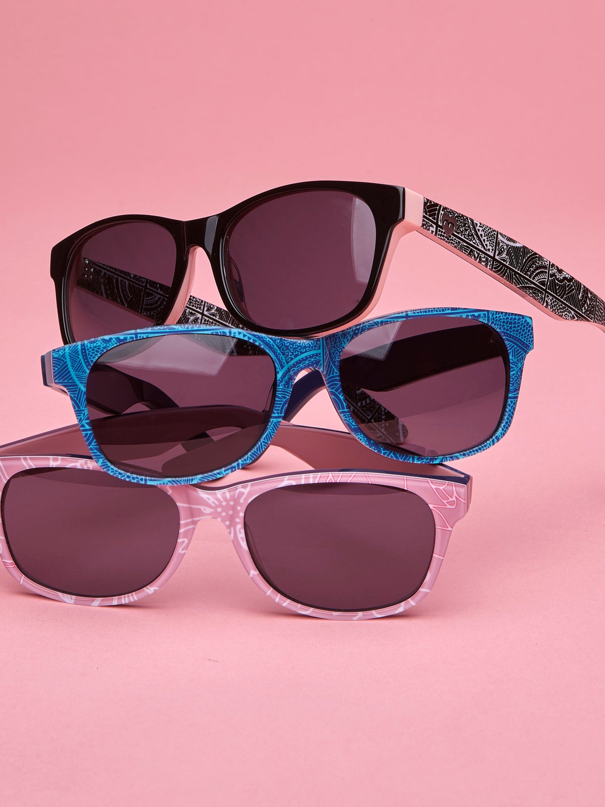 Pink / Purple patterned acetate sunglasses - COCKATIEL MAUVE BOTANICAL