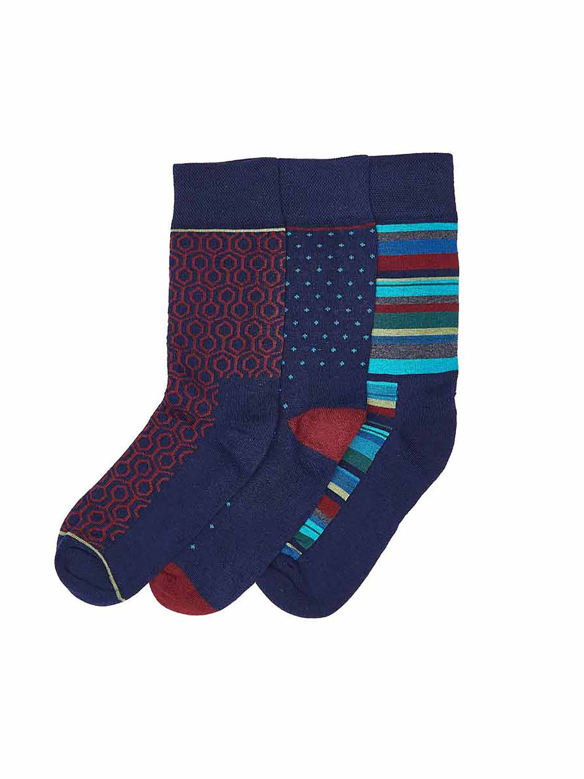 Blue men's cotton-rich sock box - INKY POOLS SOCK BOX NAVY MULTI