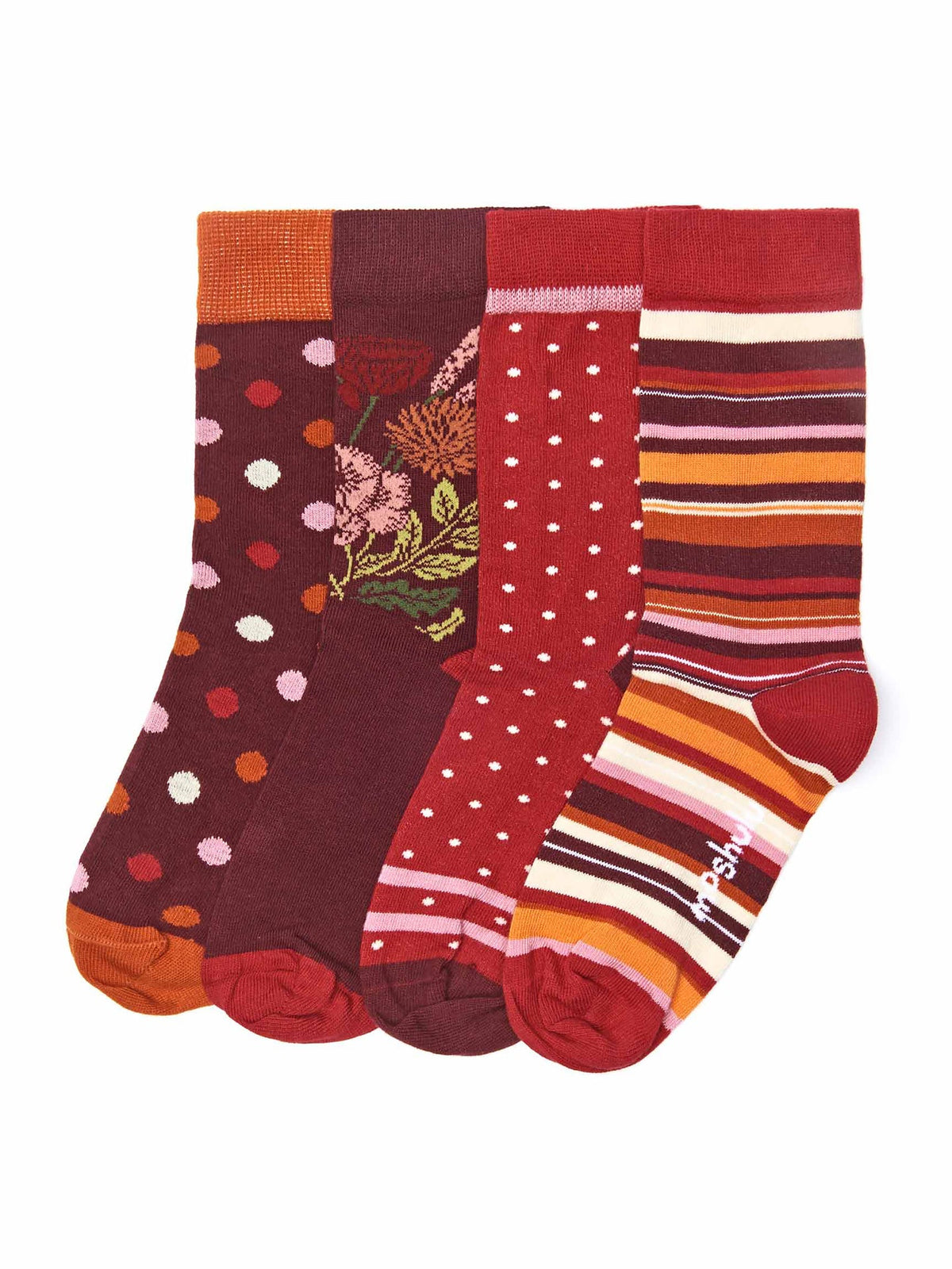 Red ladies' sock box - WILDFLOWER SOCK BOX CABERNET MULTI