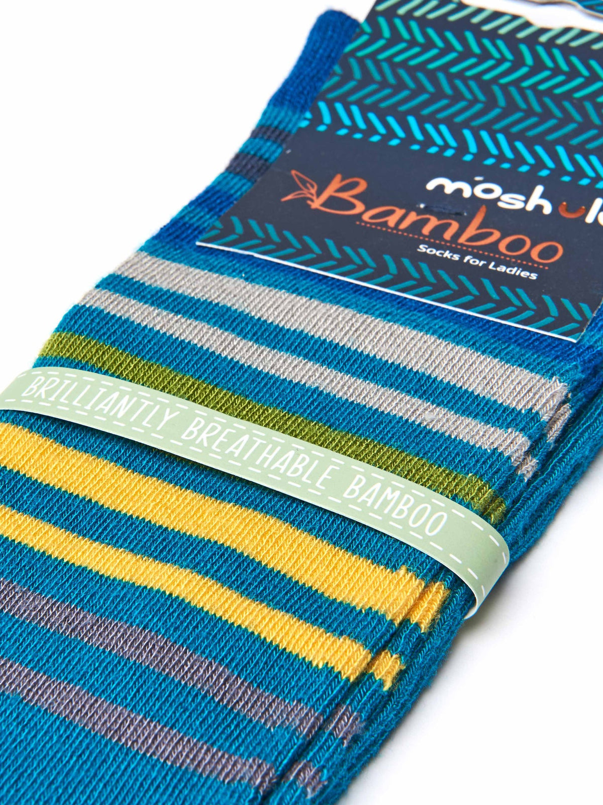 Green / Blue ladies' striped bamboo socks - LAUPER LAGOON MULTI