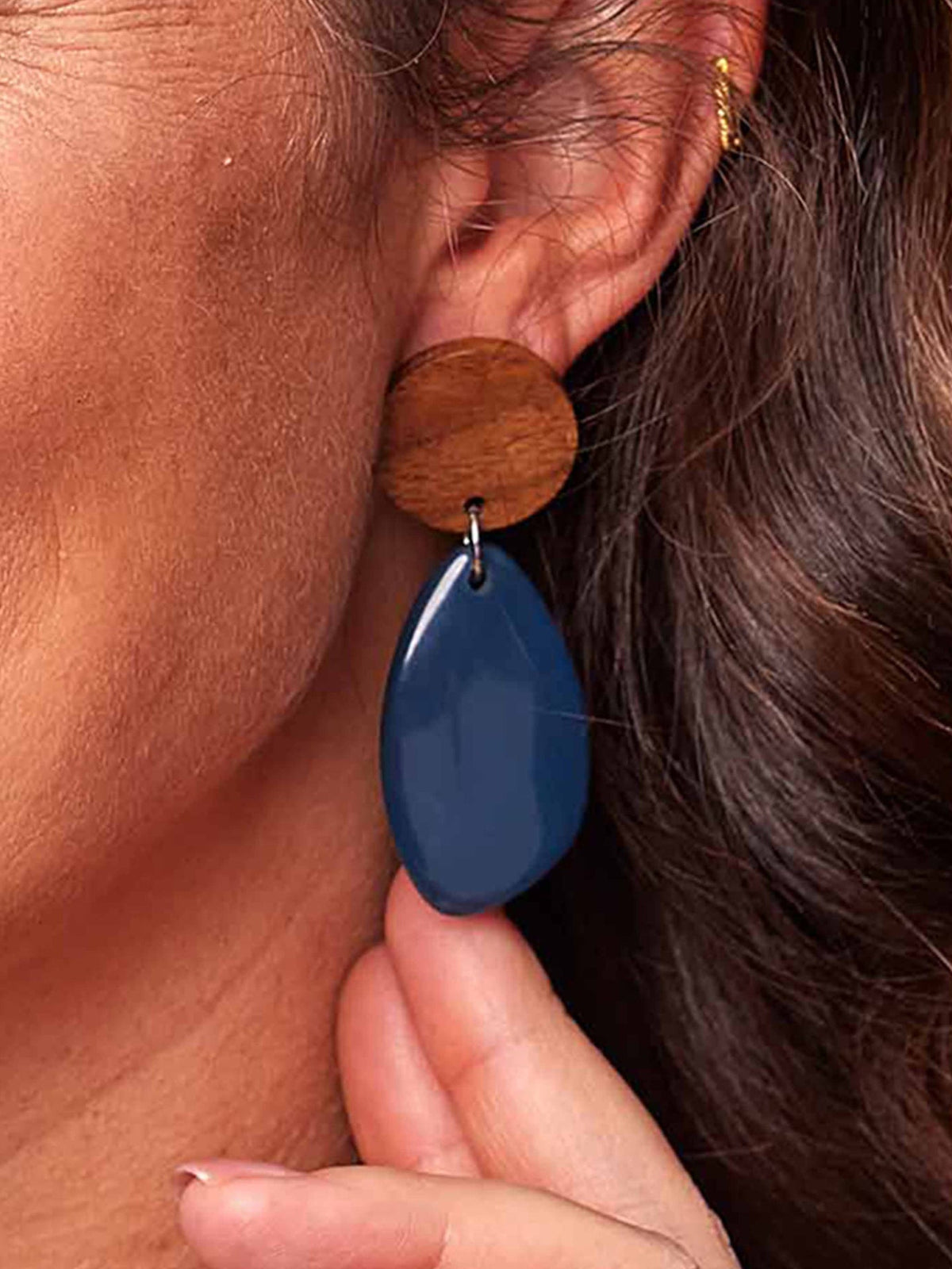 Blue statement drop earrings - BALOCHI EARRINGS AEGEAN BLUE