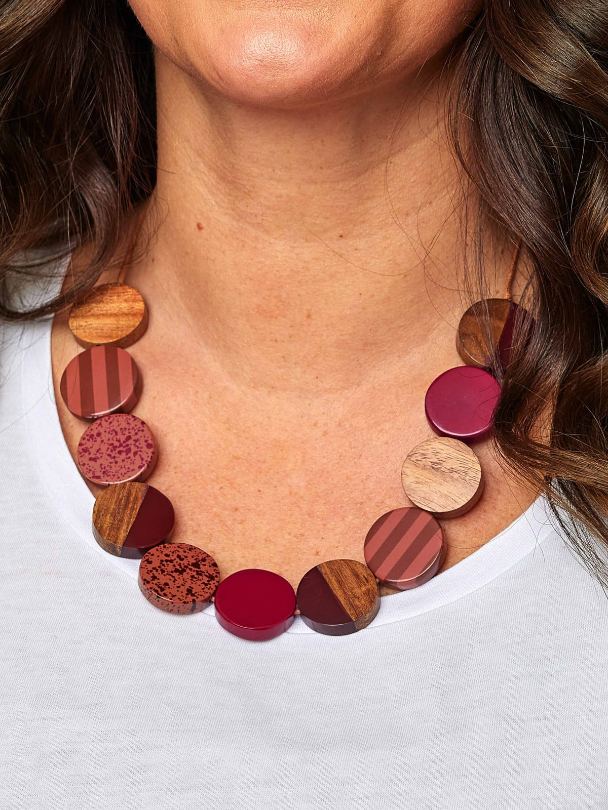 Pink / Brown short circle necklace - ANGELOU NECKLACE RASPBERRY TONES