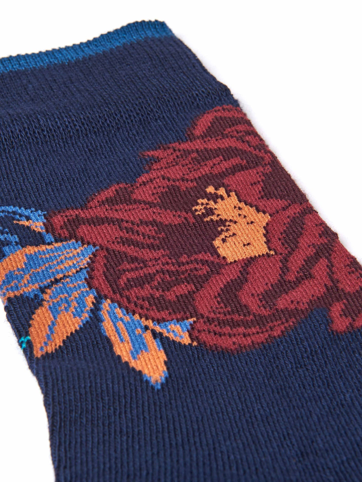 Blue ladies' boho patterned socks in a soft cotton blend - DANIO INDIGO