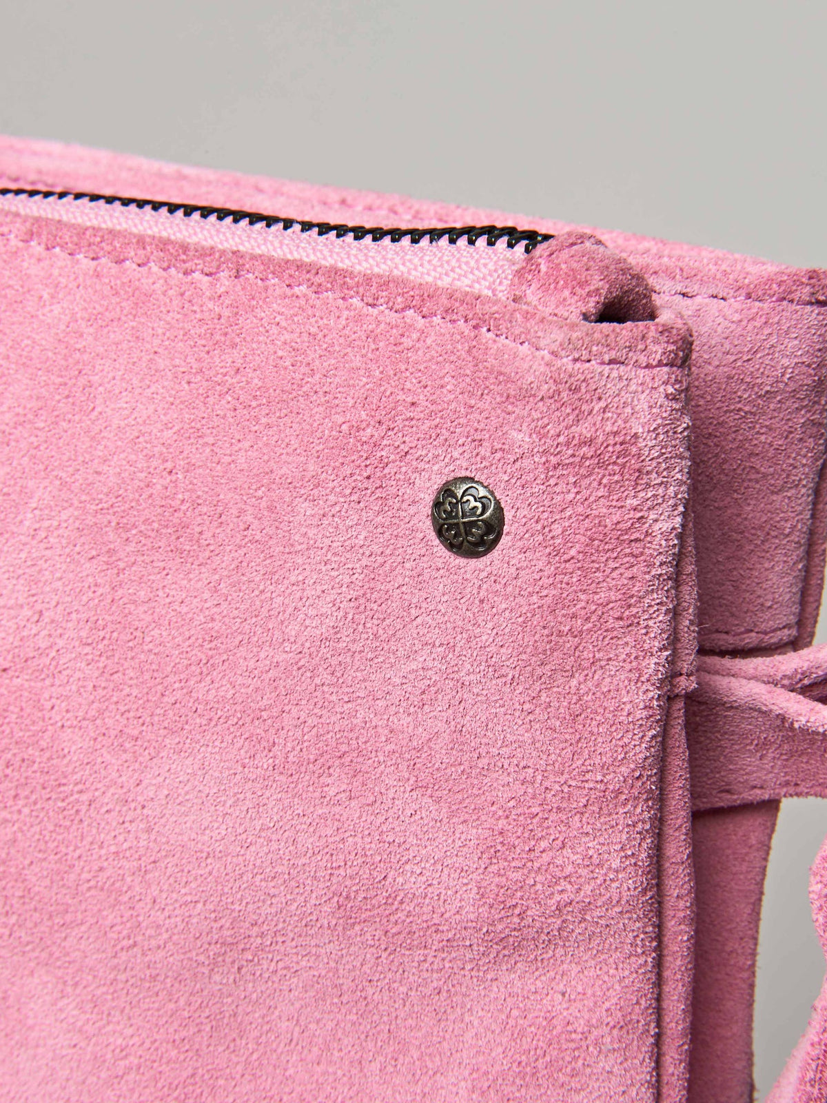 Pink suede shoulder bag - MALHAM SWEET PEA PINK
