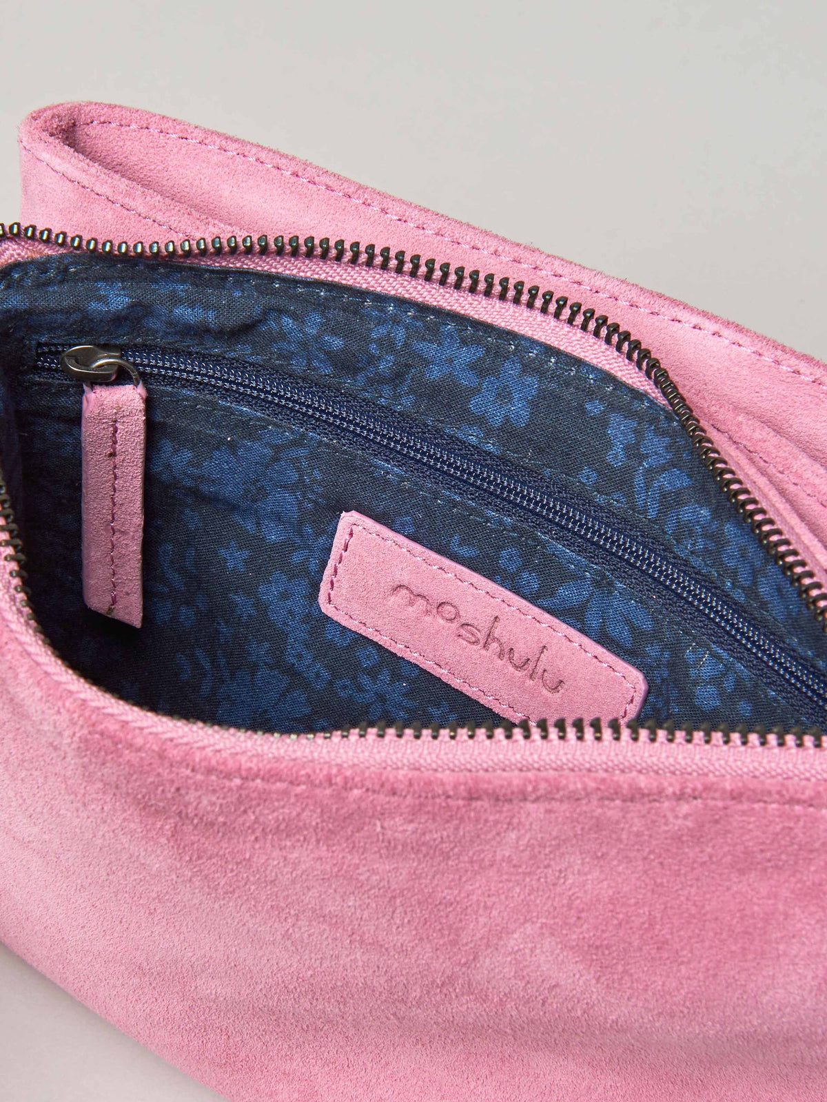 Pink suede shoulder bag - MALHAM SWEET PEA PINK