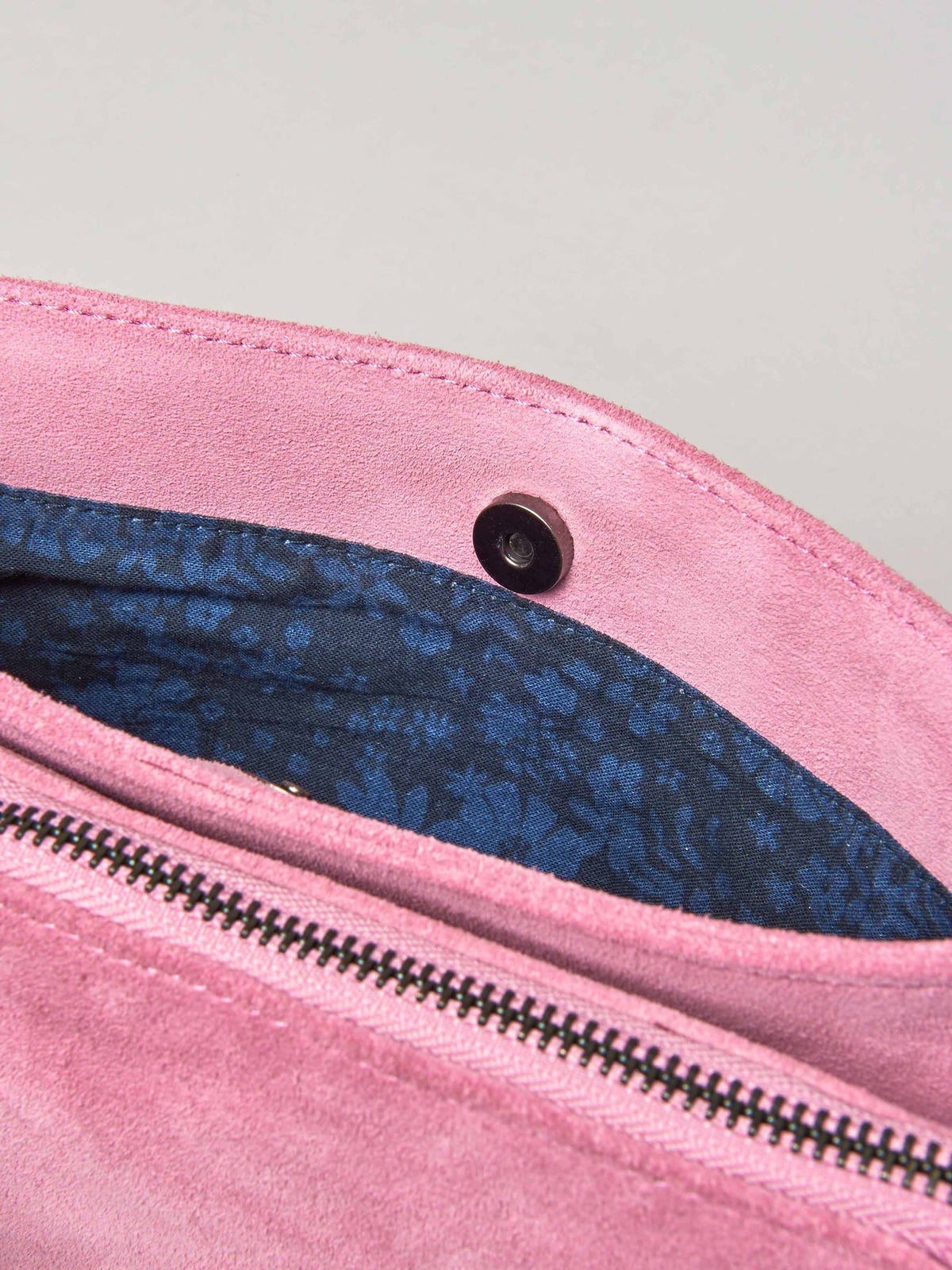 Pink suede shoulder bag - MALHAM SWEET PEA PINK