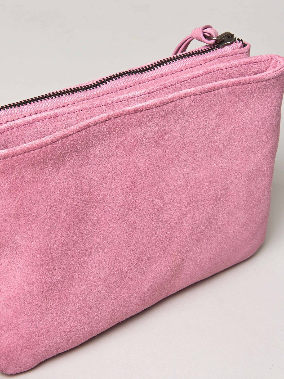 Pink suede shoulder bag - MALHAM SWEET PEA PINK