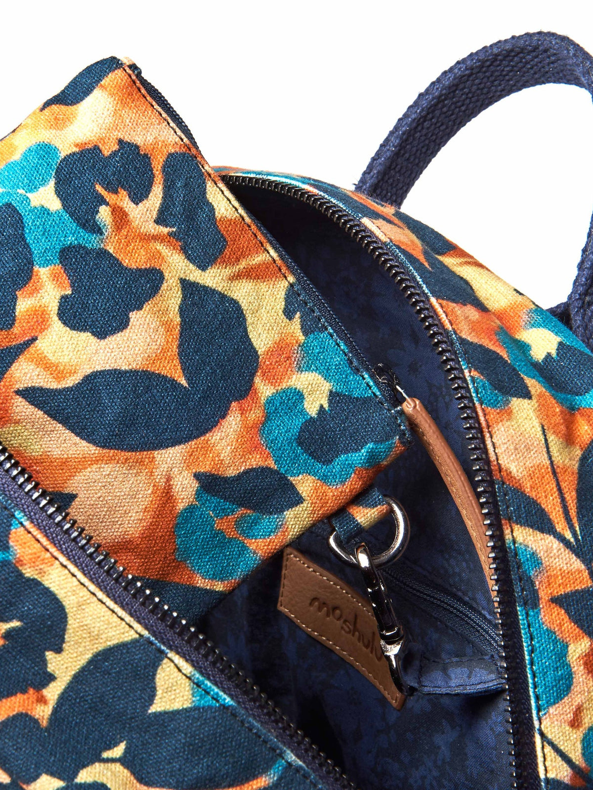 Orange / Multi botanical print backpack - MORAR GOLDEN HOUR FLORAL