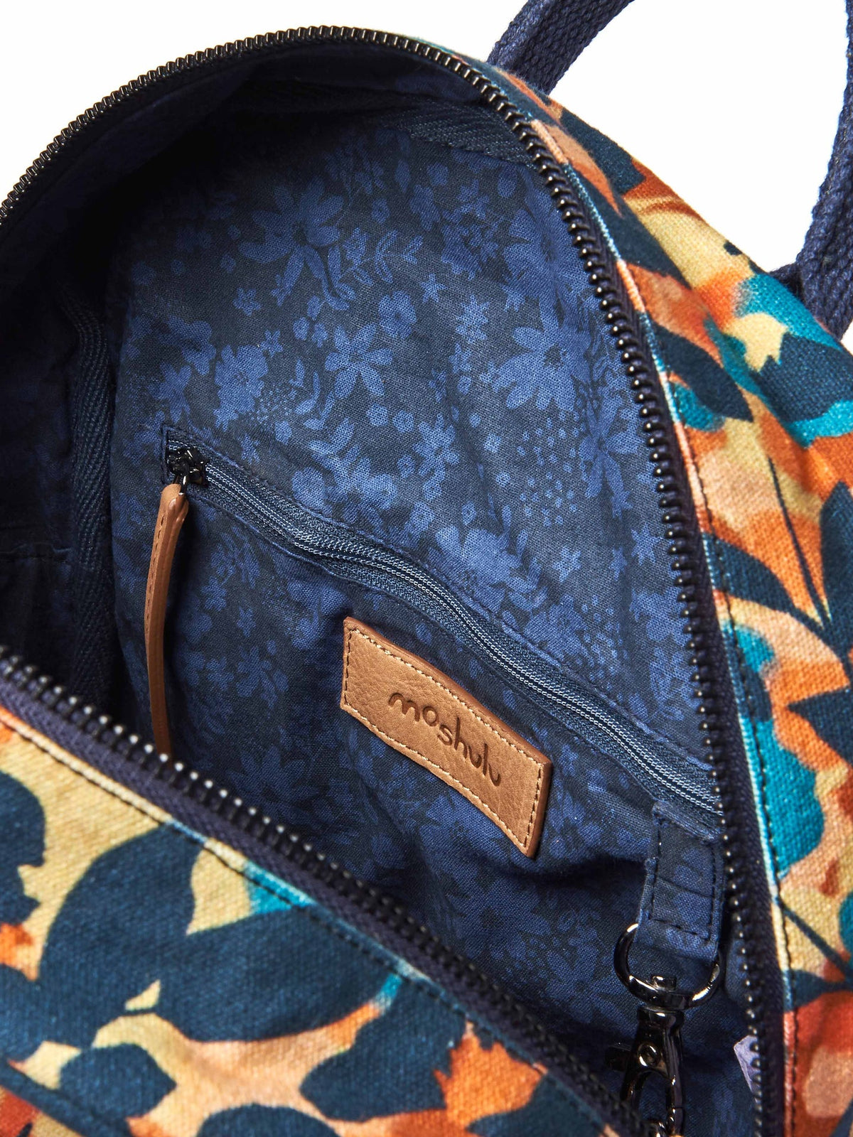Orange / Multi botanical print backpack - MORAR GOLDEN HOUR FLORAL