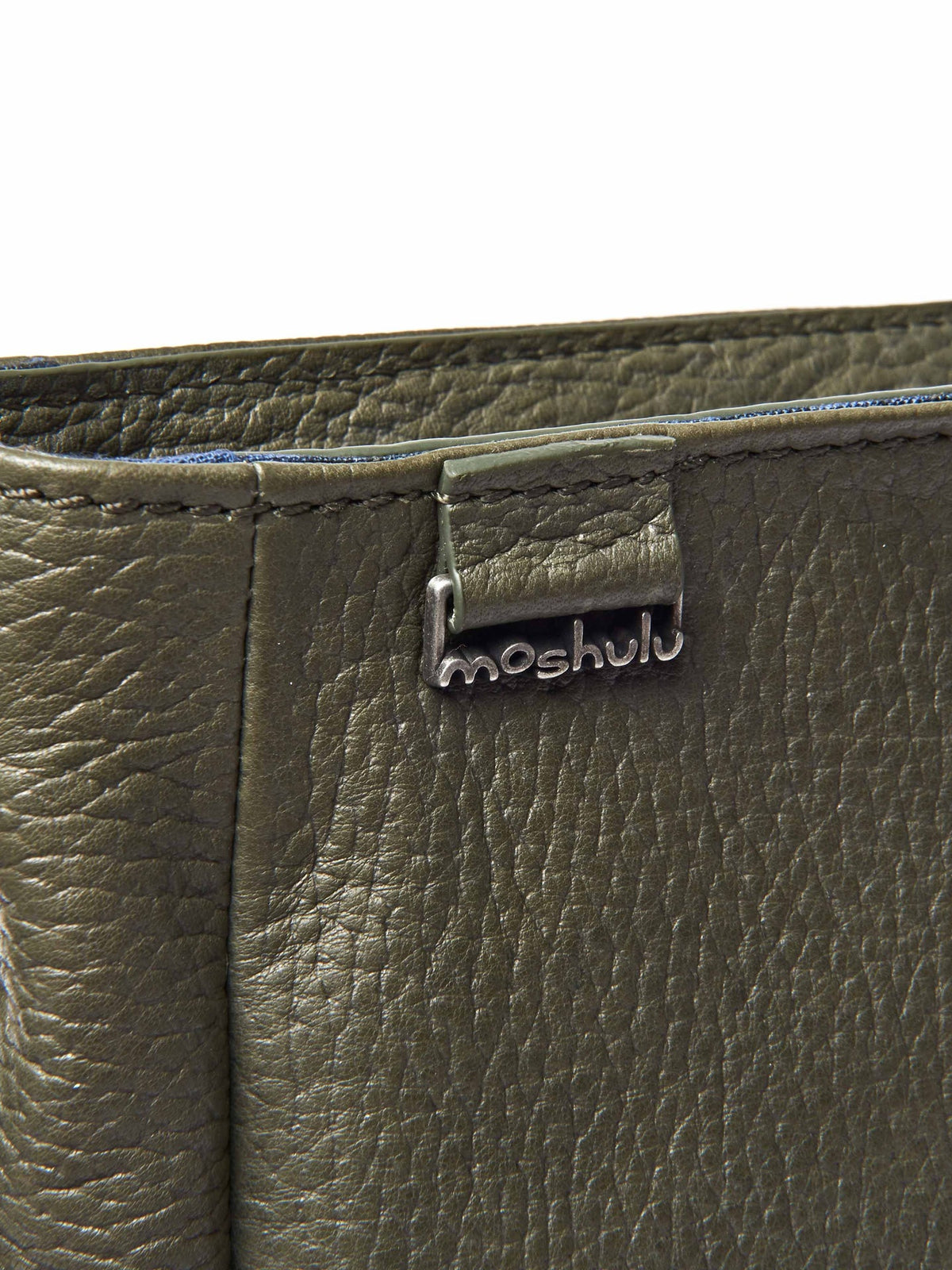 Green grained waxy leather cross-body bag - STEEPLE DARK OLIVE