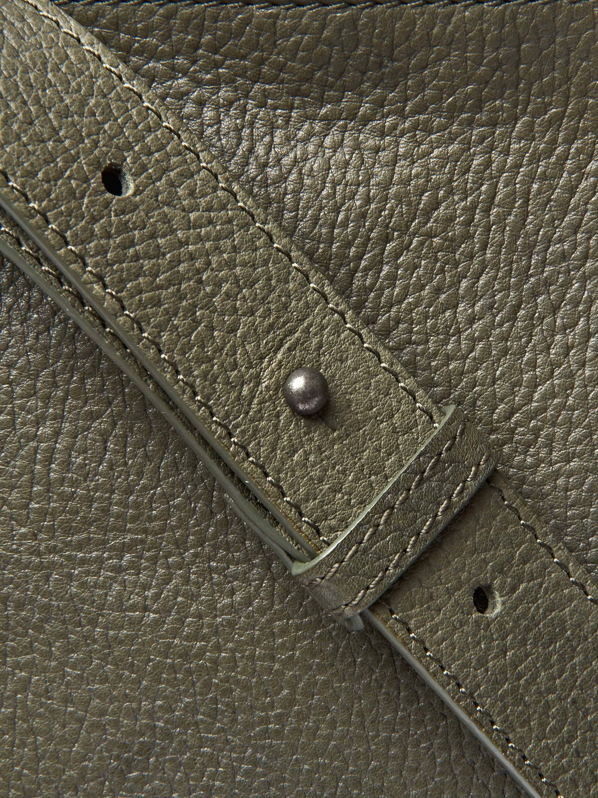 Green grained waxy leather cross-body bag - STEEPLE DARK OLIVE