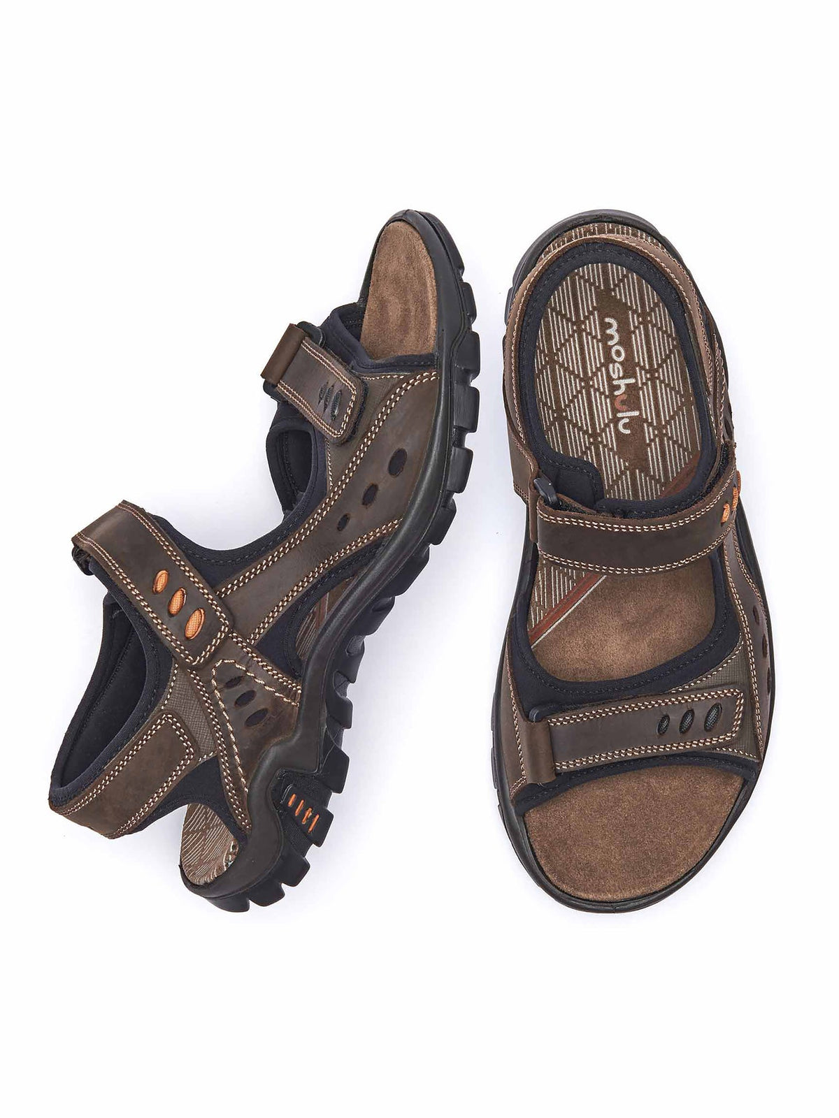 Brown men's leather sport sandals - PORTREATH 2 BROWN