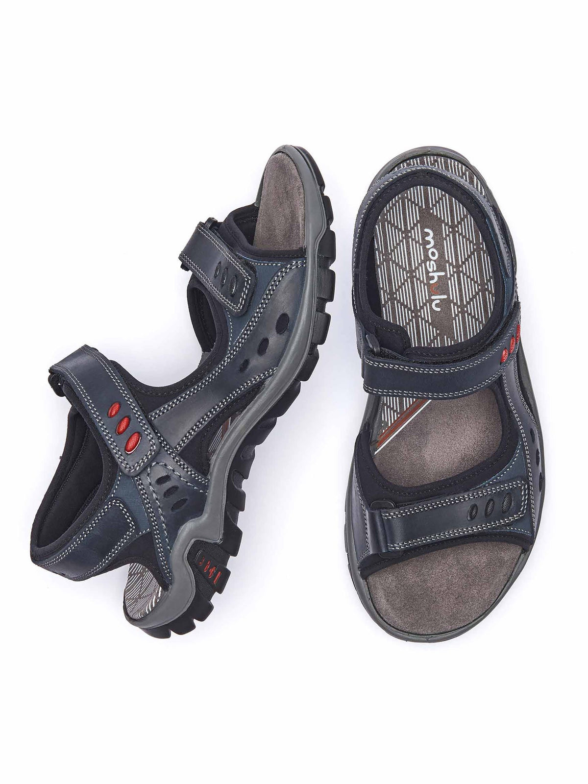 Blue men's leather sport sandals - PORTREATH 2 INDIGO