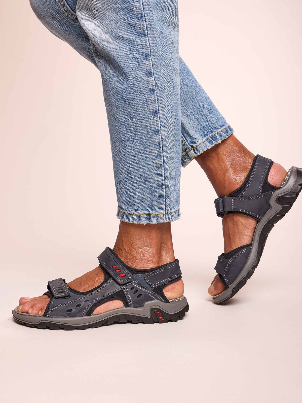 Blue men's leather sport sandals - PORTREATH 2 INDIGO