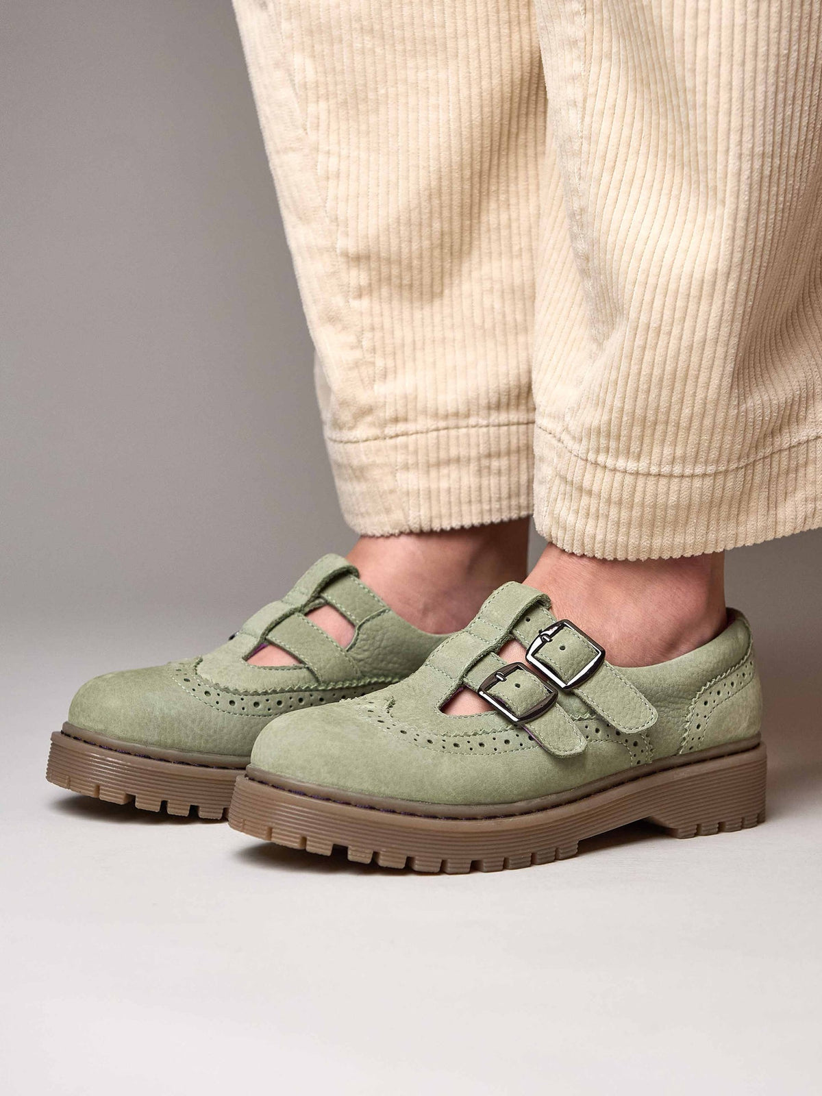 Green chunky Mary Jane shoes - CALTHIA SAGE GREEN