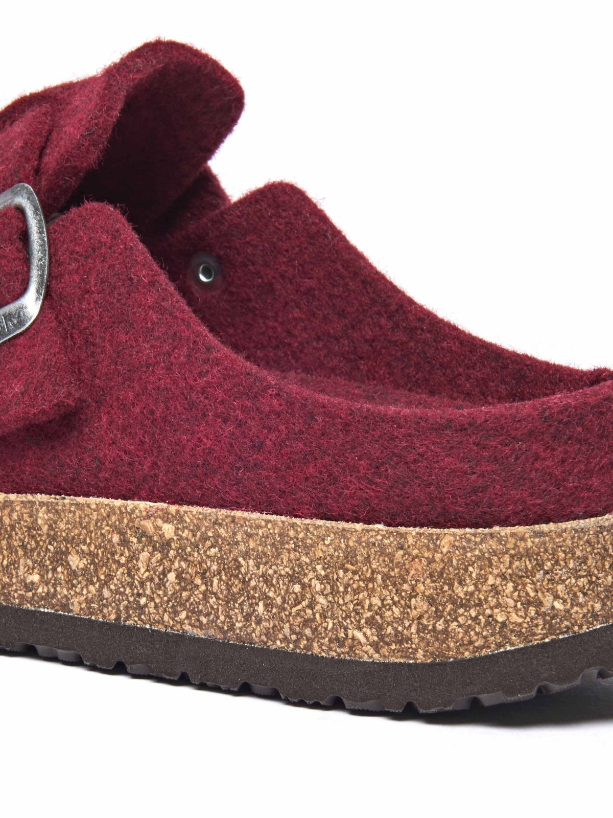 Red wool felt clog mule slippers - CECILIA ZINFANDEL RED