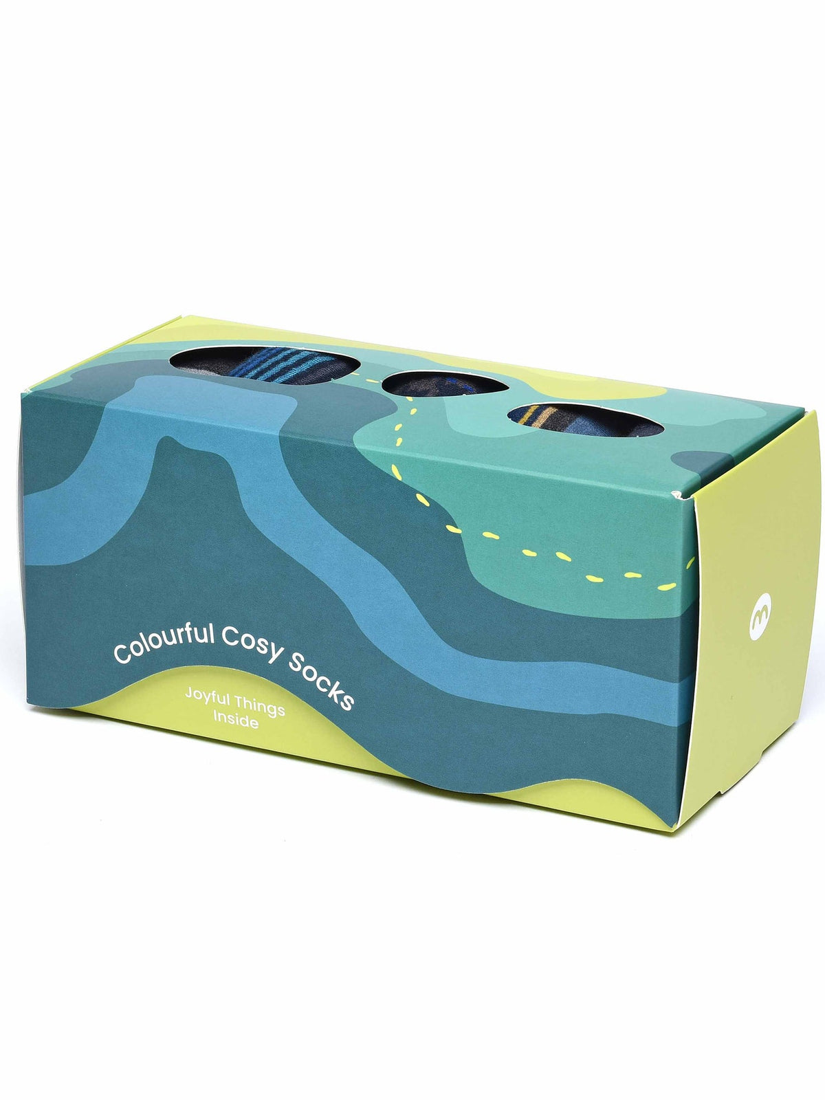 Grey men's patterned 5 sock box - HILLSIDE SOCK BOX GREY MULTI