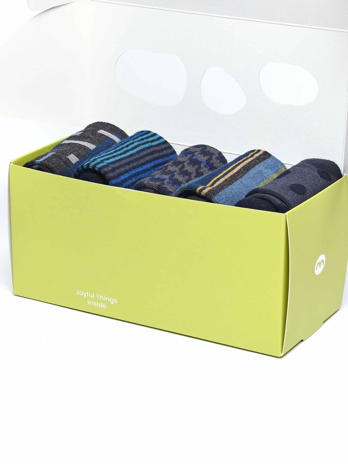 Grey men's patterned 5 sock box - HILLSIDE SOCK BOX GREY MULTI