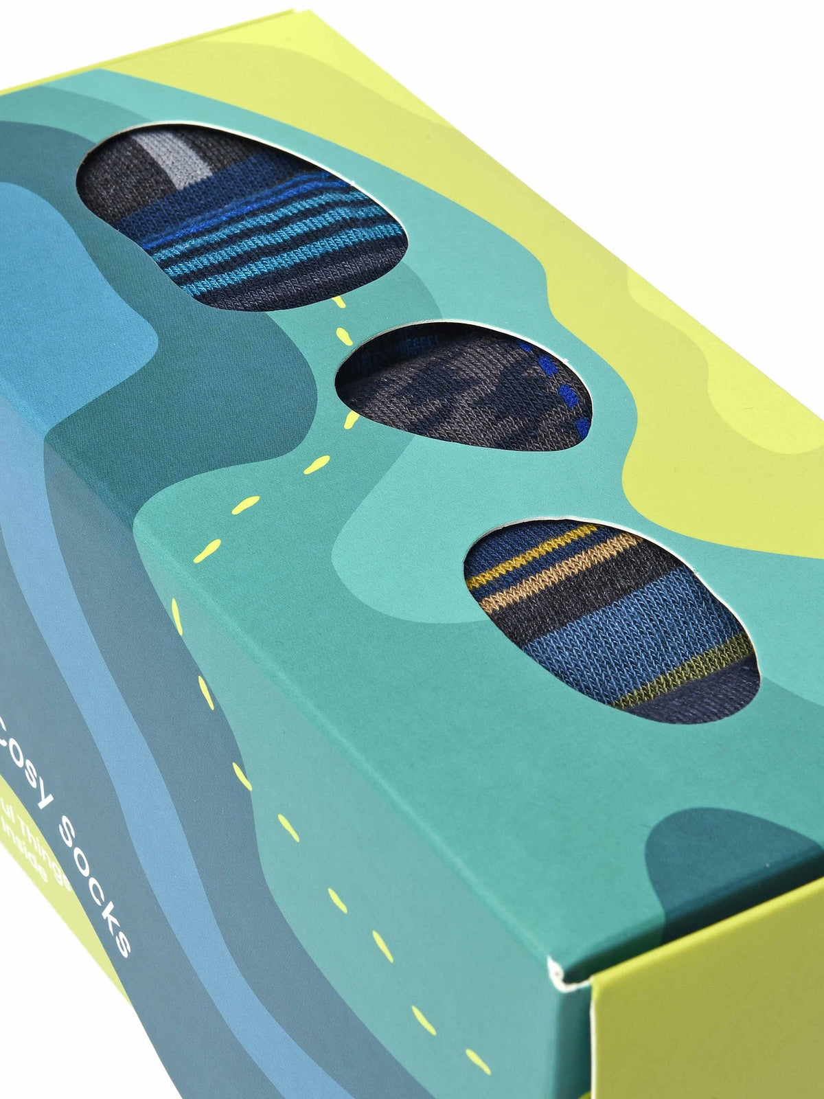 Grey men's patterned 5 sock box - HILLSIDE SOCK BOX GREY MULTI