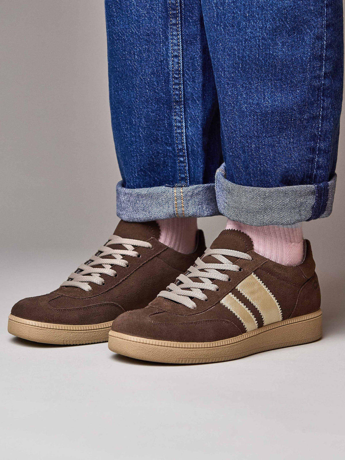 Brown colourful and metallic fashion trainers - JESS BROWN SUEDE