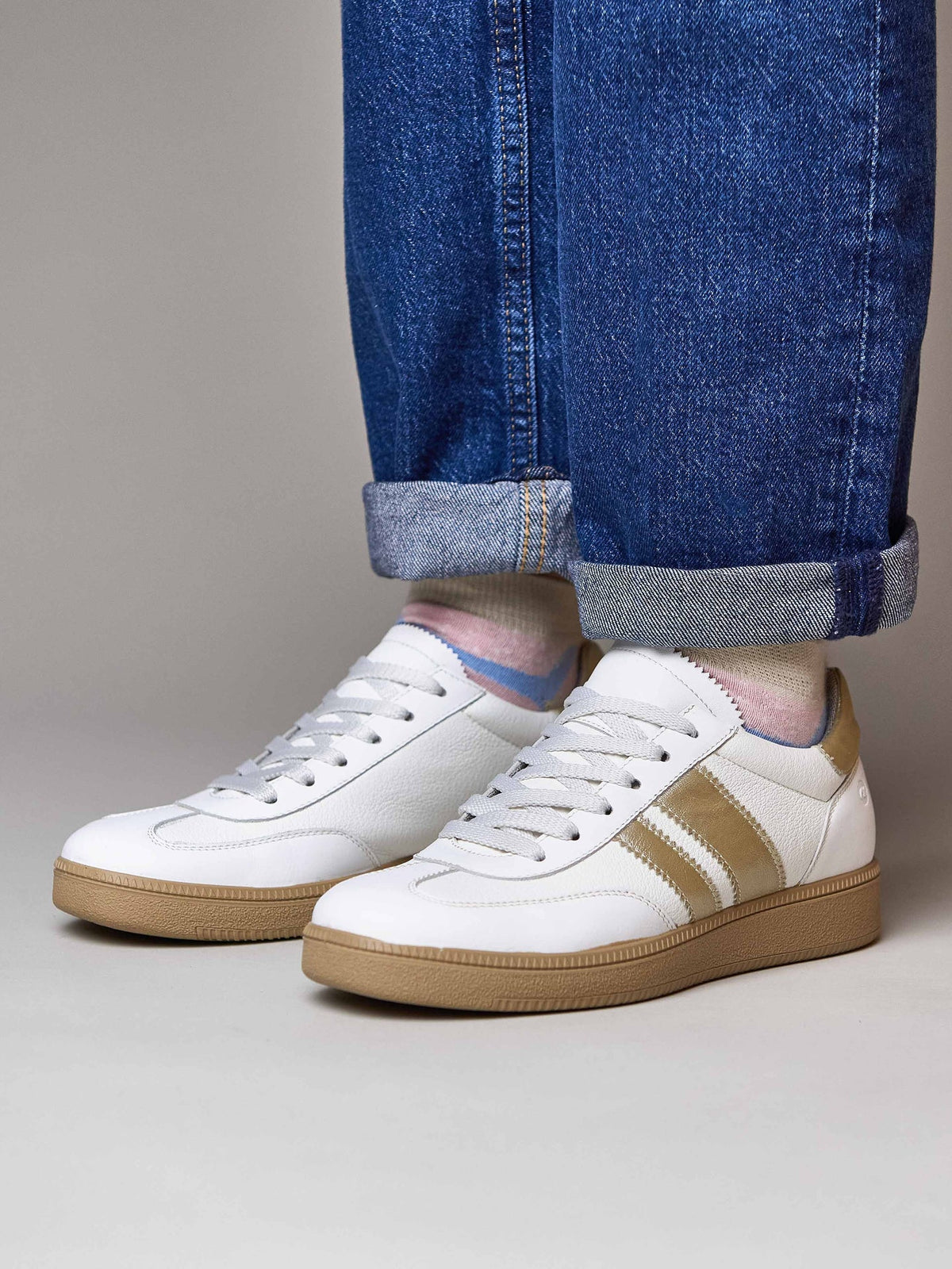 White colourful and metallic fashion trainers - JESS WHITE LEATHER