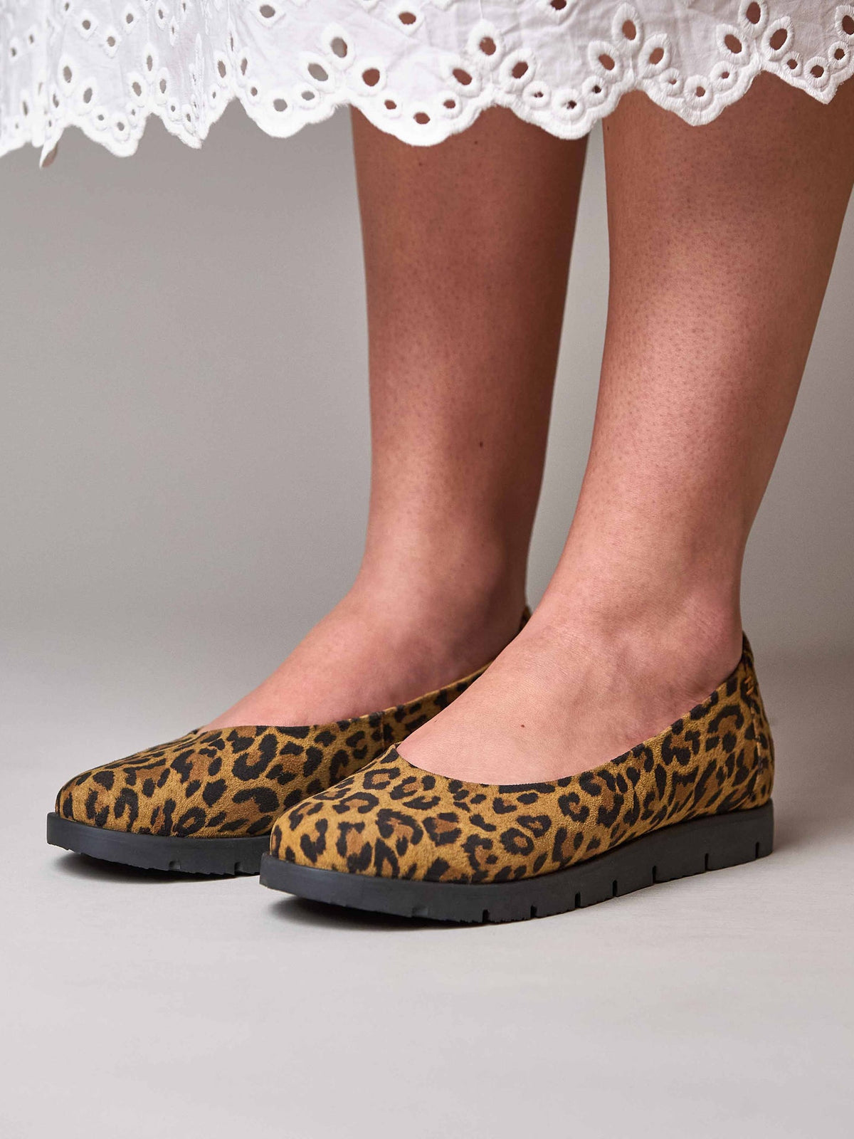 Brown leather slip-on ballet pumps - JIN LEOPARD PRINT