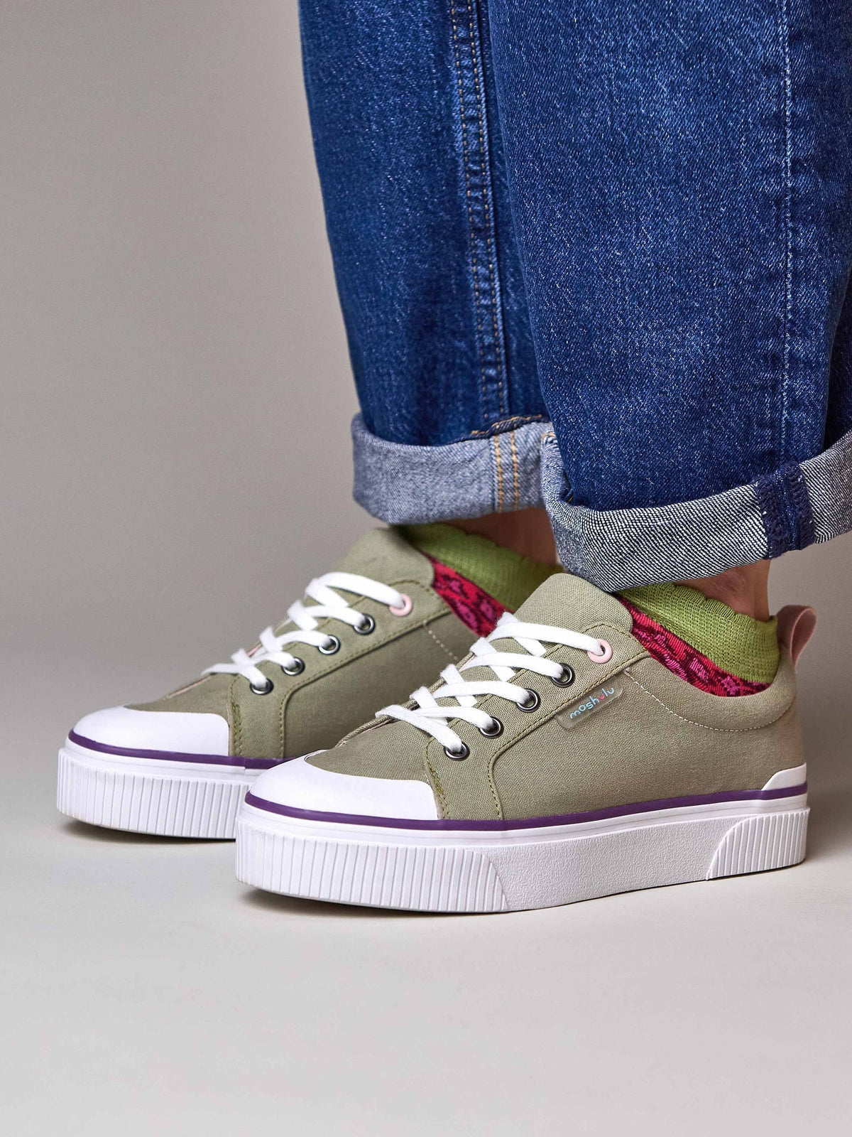 Green chunky canvas trainers - LEVAN SAGE GREEN