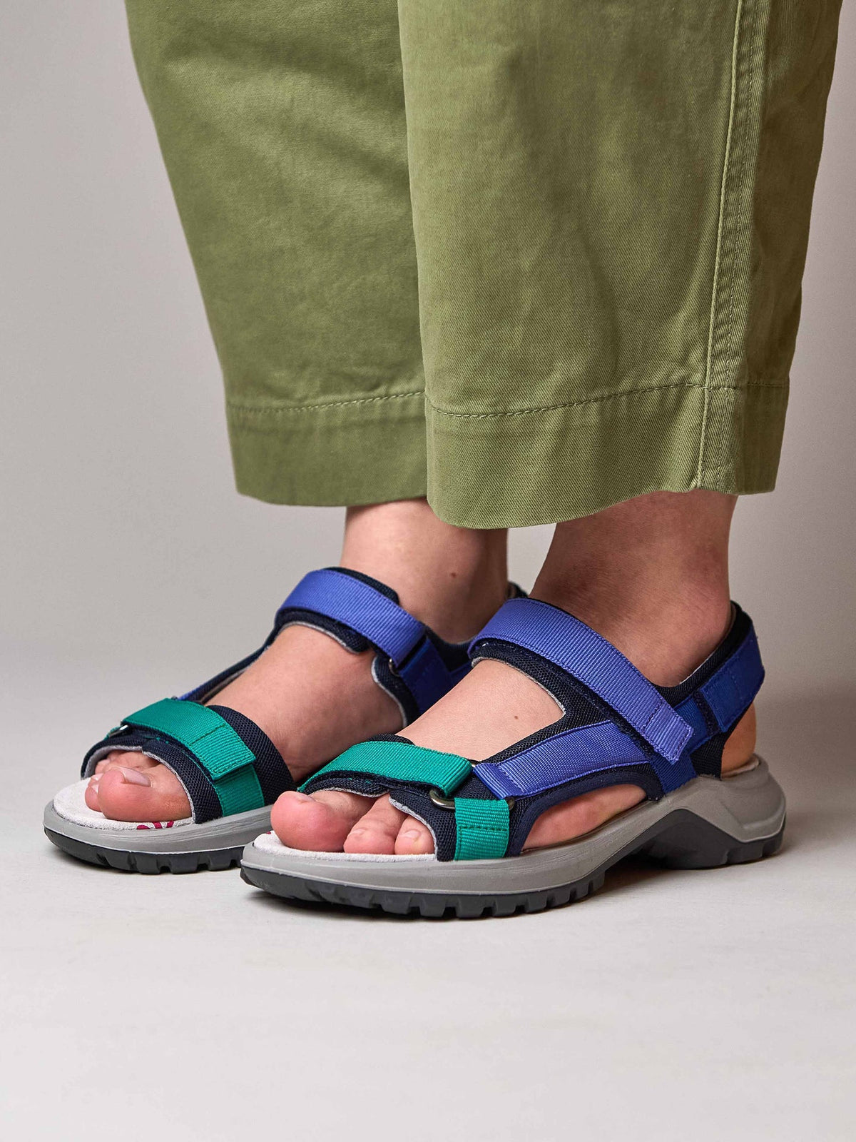 Blue chunky lightweight adventure sandals - LUNE INDIGO MULTI