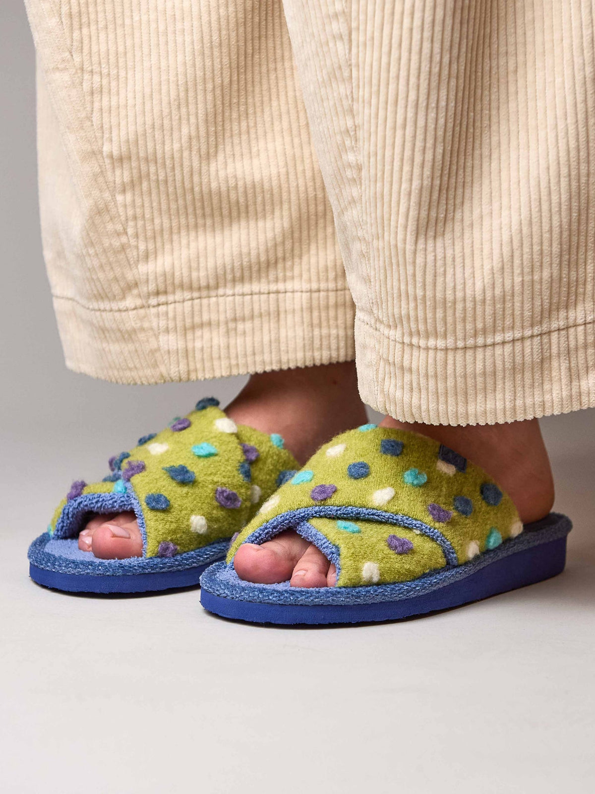 Green spotted slide mule slippers - MALIA SLIDE MATCHA DENIM