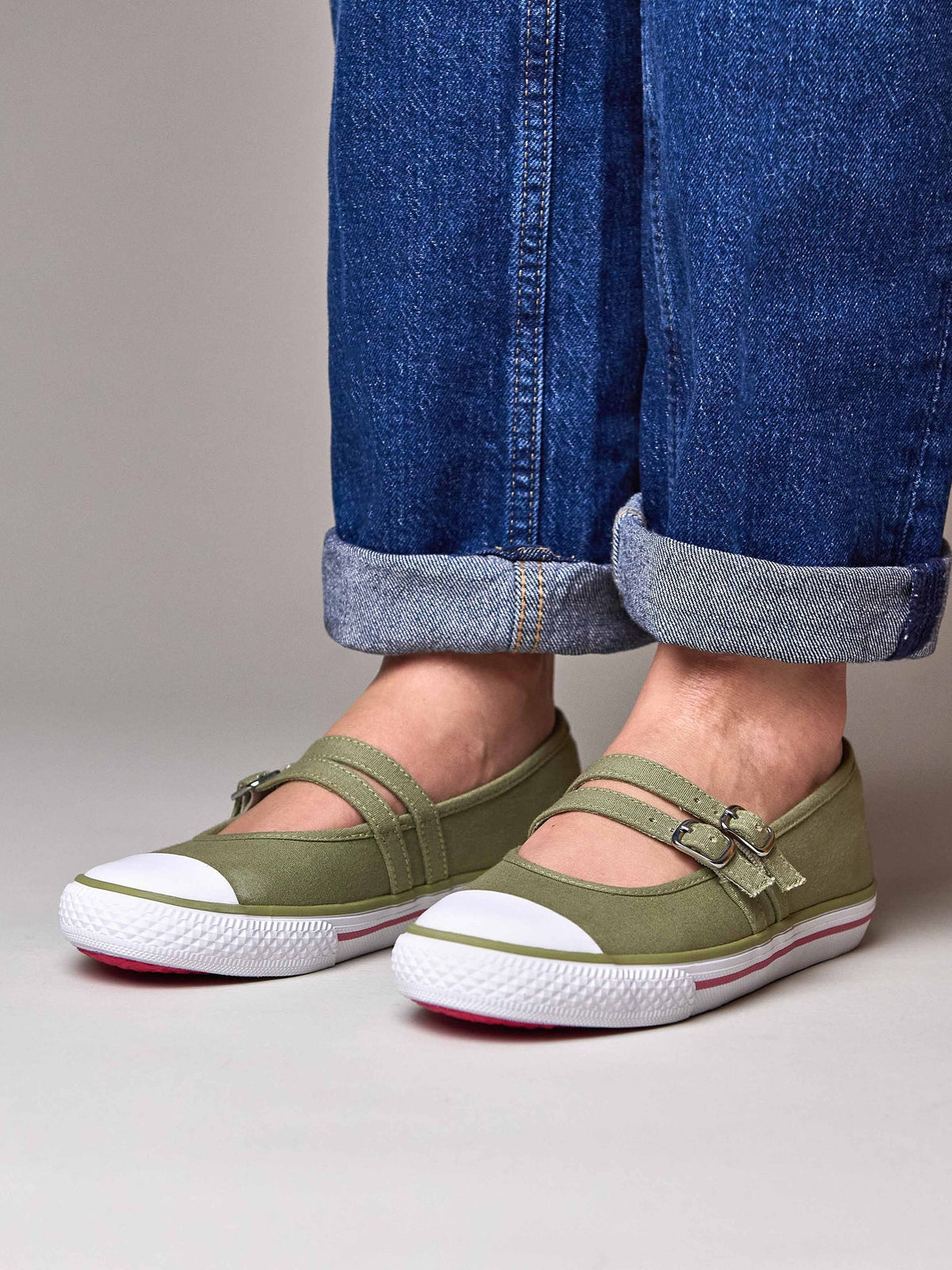 Green double strap ballerina style trainer - MARZIO LICHEN GREEN