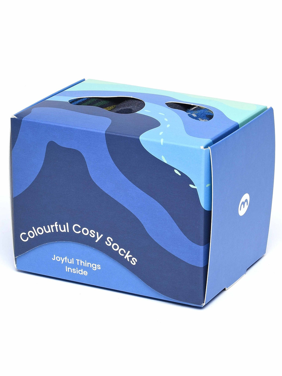 Blue men's patterned 3 sock box - NORTHAM SOCK BOX BOLD BLUE