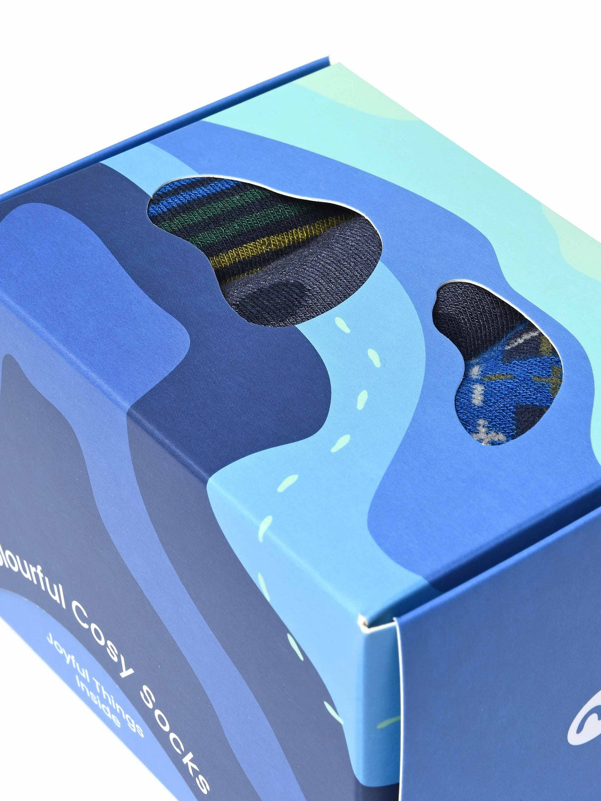 Blue men's patterned 3 sock box - NORTHAM SOCK BOX BOLD BLUE