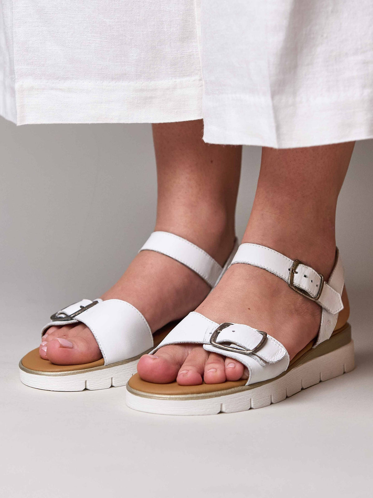 White cushioned slingback city sandals - PHILLY WHITE LEATHER