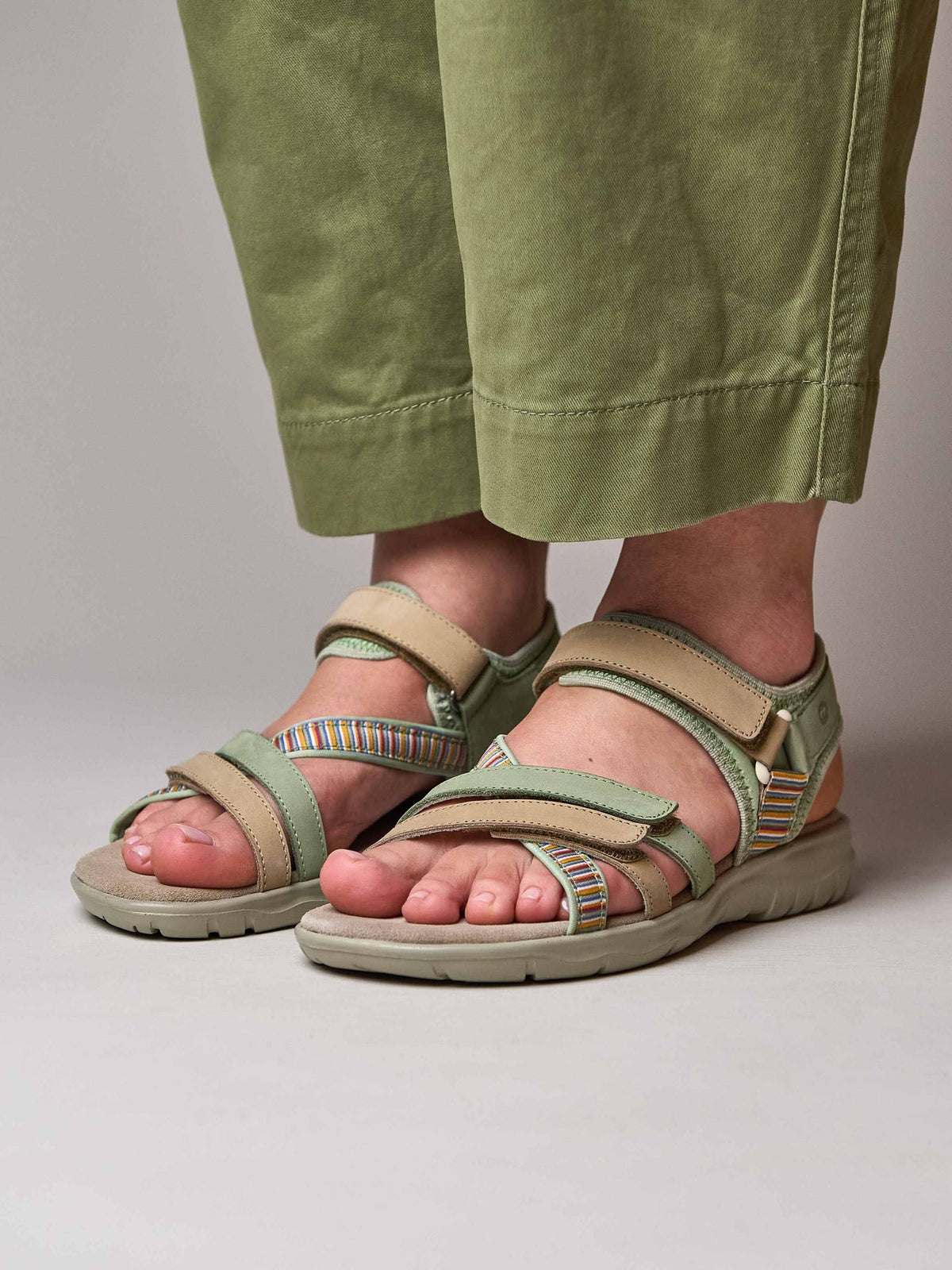 Beige slim multistrap adventure sandals - SEVERN SAND NUBUCK