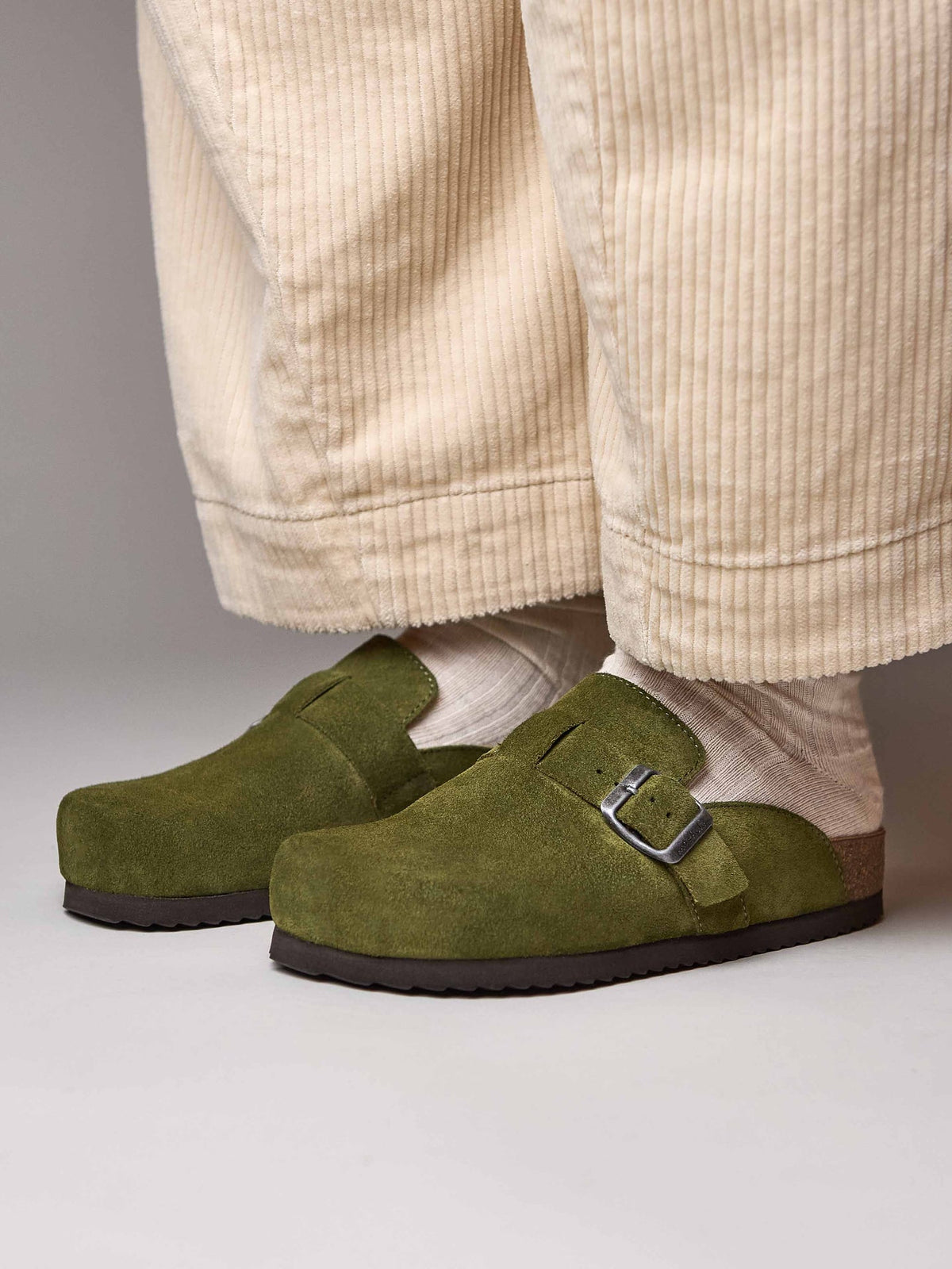 Green suede cork footbed clogs - TULIPA 2 FERN