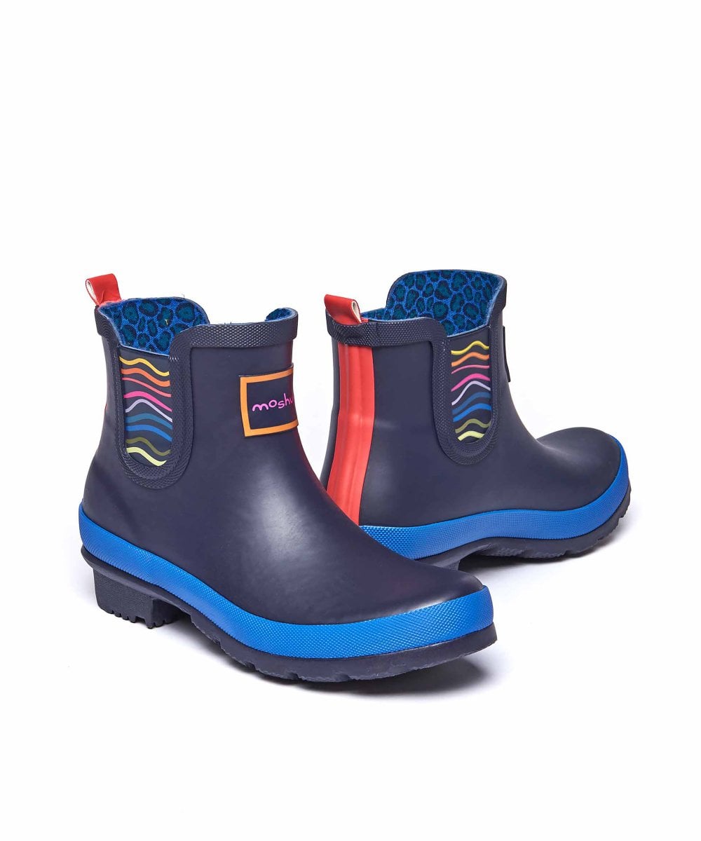 Blue Colourful short wellies - PUDDLE INDIGO RIPPLE