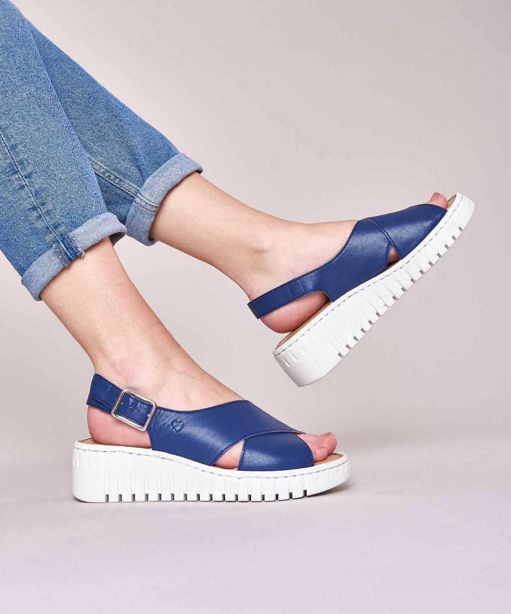 Blue Crossover platform sandals - SHARROW TWILIGHT BLUE