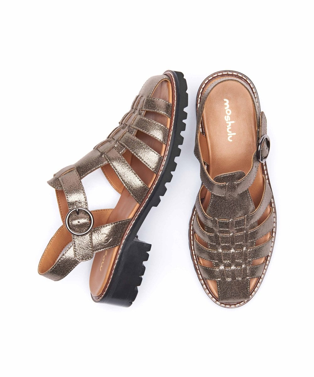 Metallic leather strappy fisherman sandals - KYNANCE BRONZE METALLIC