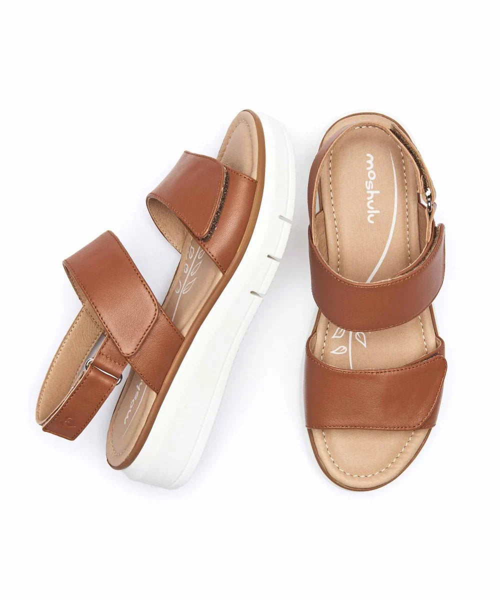 Brown leather platform sandals - HALLSANDS TAN