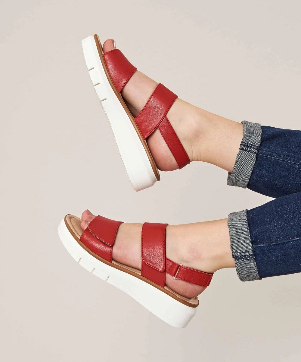 Red leather platform sandals - HALLSANDS BRIGHT POPPY RED