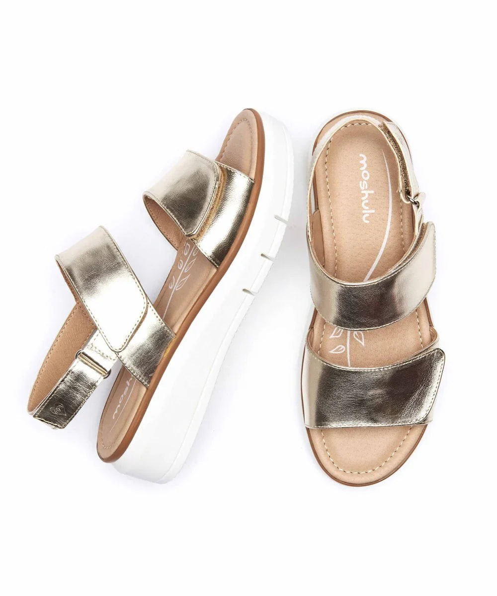 Metallic leather platform sandals - HALLSANDS GILT