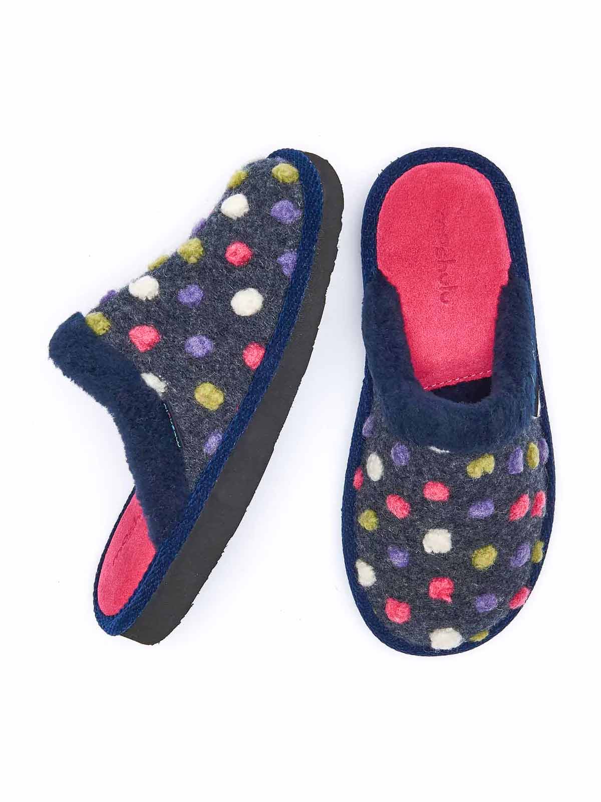 Blue colourful spotty mule slippers - MALIA 2 INDIGO