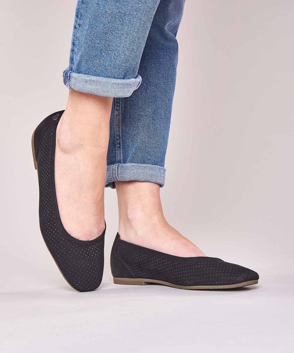 Black Nubuck mesh ballet pumps - WESTWARD BLACK