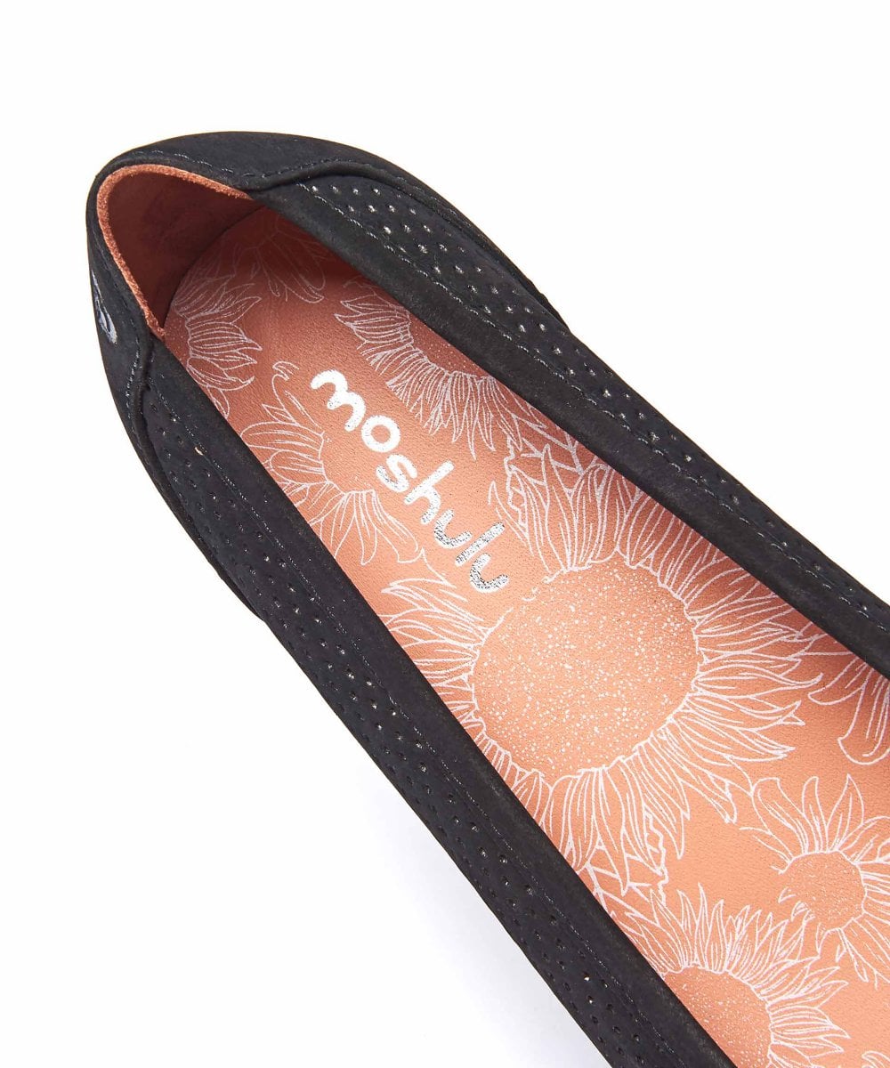 Black Nubuck mesh ballet pumps - WESTWARD BLACK
