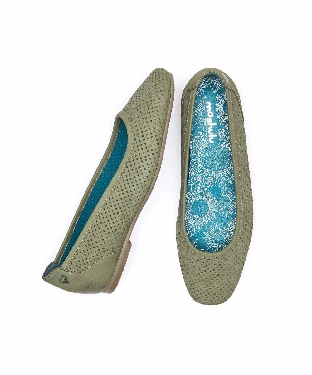 Green Nubuck mesh ballet pumps - WESTWARD FERN