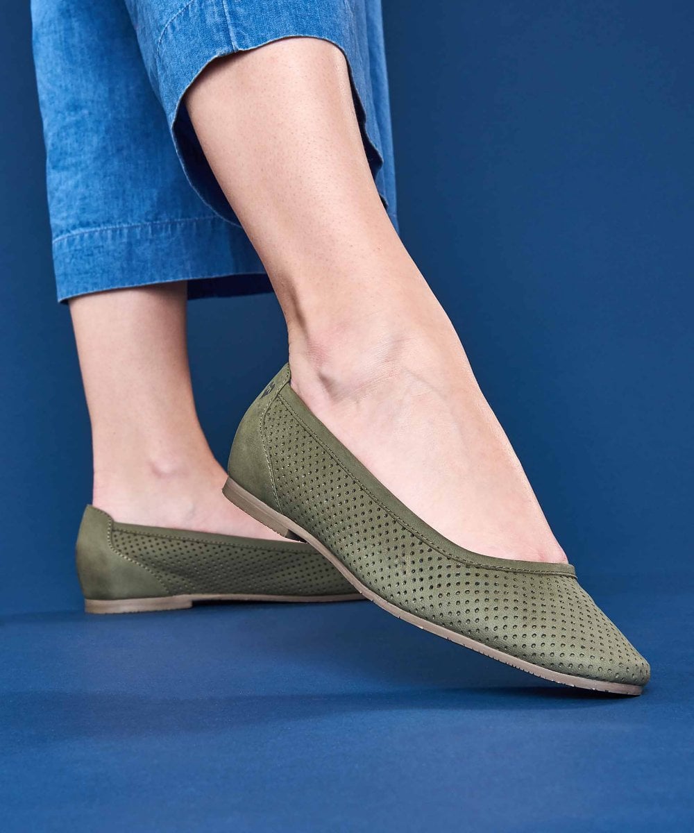 Green Nubuck mesh ballet pumps - WESTWARD FERN