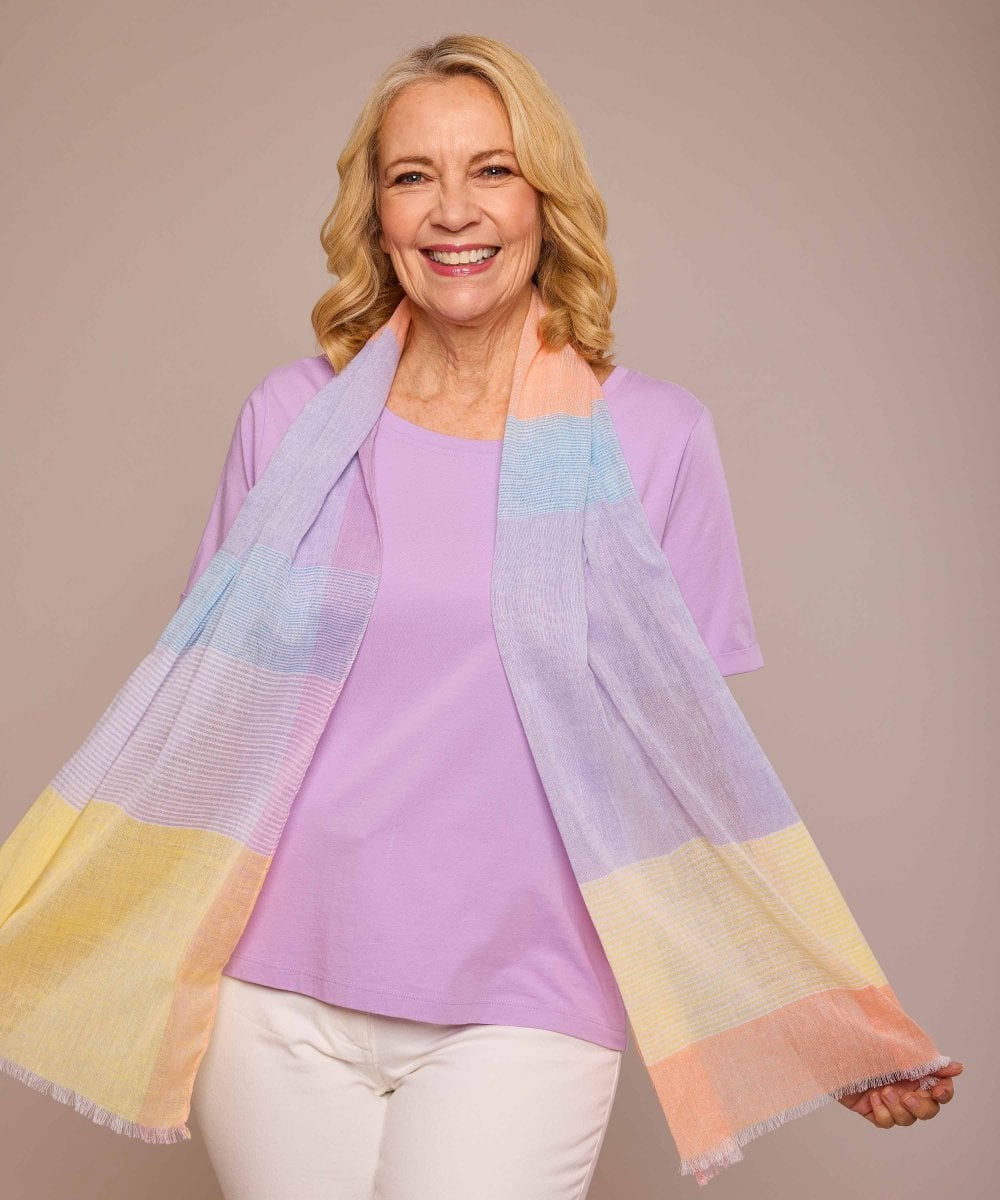 Multi pastel stripe scarf - MYRTLE PASTEL MULTI