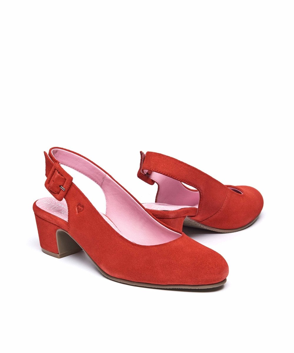 Red Suede heeled shoes - VARZEA GERANIUM RED